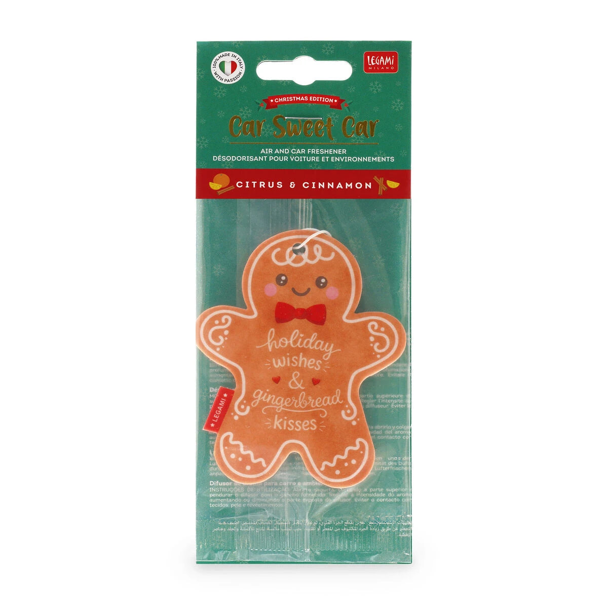 Legami - Gingerbread Noel Car & Room Air Freshener - Car Sweet Car