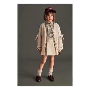 Mipounet - Chloé Leopar Kadife Bluz | Bej