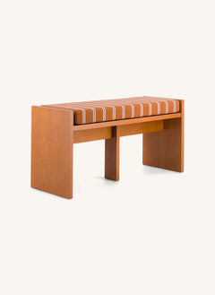 The Socialite Family - Striped Fabric Covered Chiesa Bench | Camel