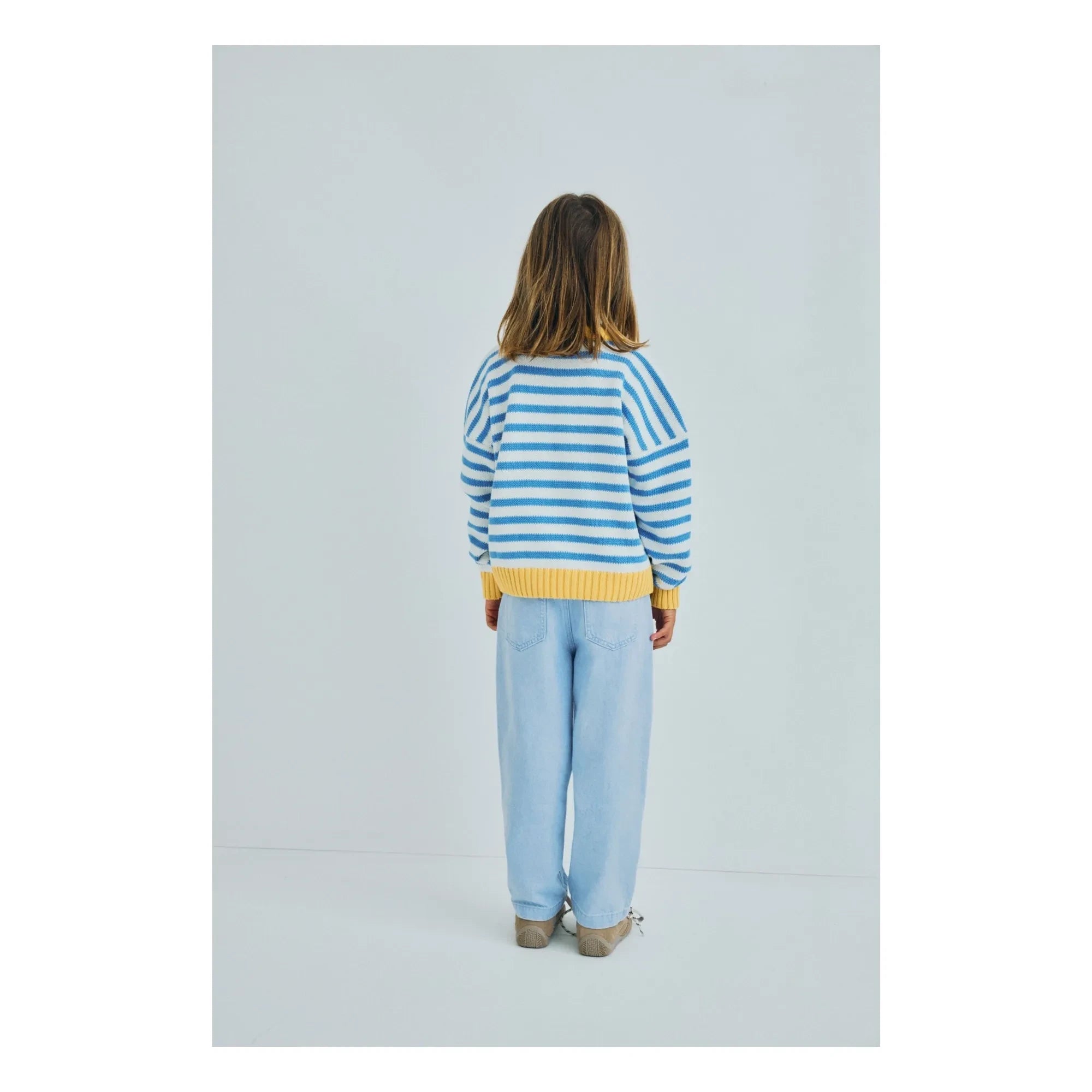 the new society - Striped Marigold Sweater | Light Blue