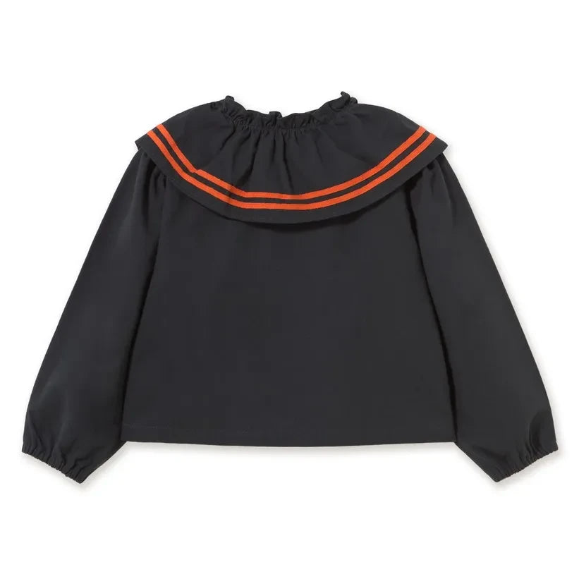 Tinycottons - Çizgili Yakalı Bluz | Koyu Mavi