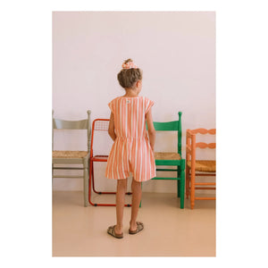 Studio Bohème - Loulou Striped Organic Cotton Towel Romper | Pink