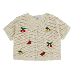 Emile et Ida - Short Sleeve Fruit Crochet Vest | Cream