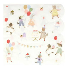 Meri Meri - Animal Friends Birthday Paper Napkins - Set of 16