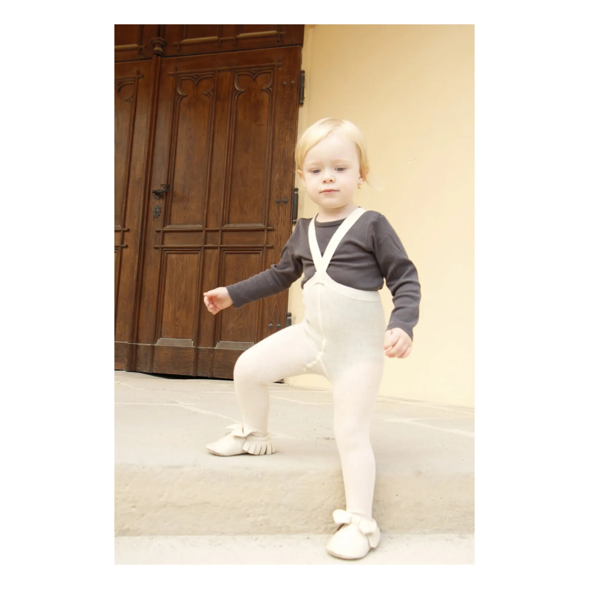 Silly Silas - Organic Cotton Striped Tights | Ecru