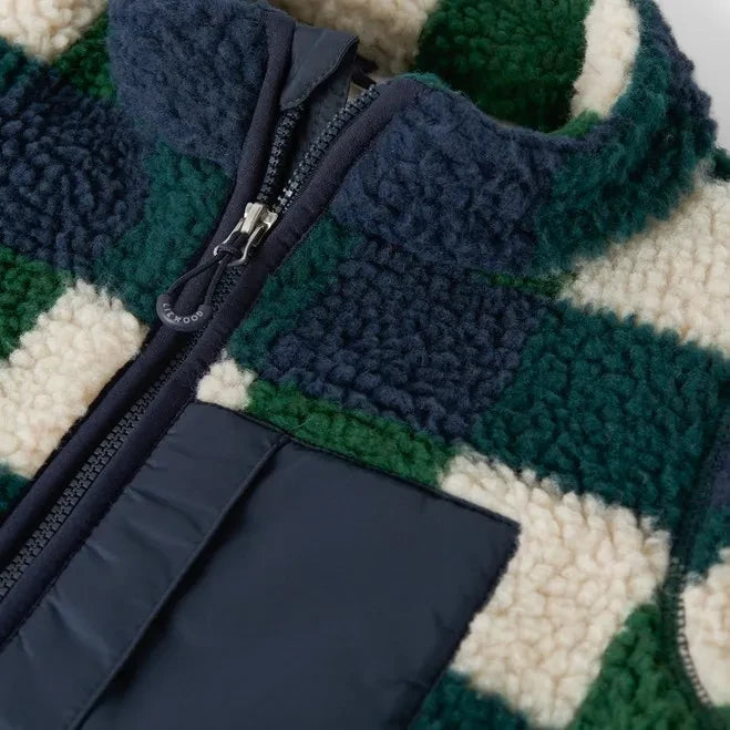 Liewood - Sherpa-style Nolano Checked Recycled Fiber Jacket | Navy