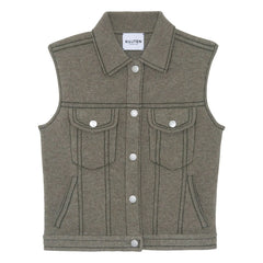 Kujten - Jess Cashmere Sleeveless Jacket | Marled Khaki
