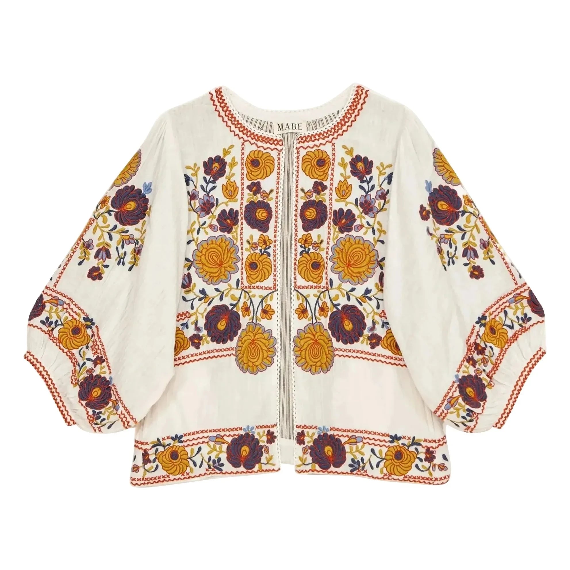 M.A.B.E. - Greta Cotton Embroidered Jacket | Orange