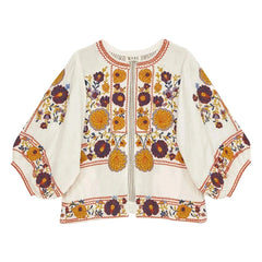M.A.B.E. - Greta Cotton Embroidered Jacket | Orange