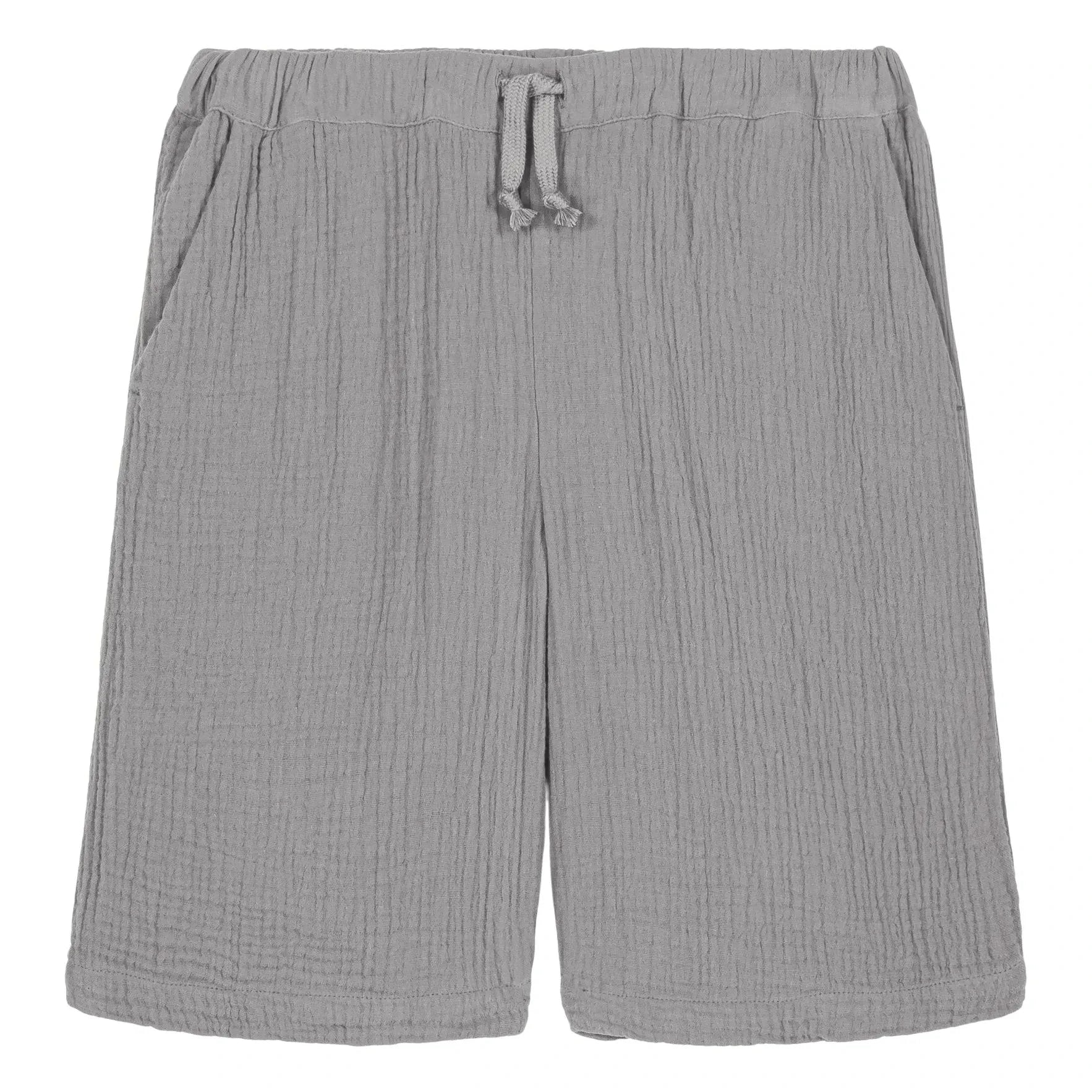 Studio Bohème - Basile Waffle Bermuda Organic Cotton Gauze | Gray Blue