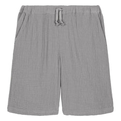 Studio Bohème - Basile Waffle Bermuda Organic Cotton Gauze | Gray Blue