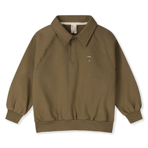 Gray Label - Organik pamuk polo yaka sweatshirt | Kahverengi