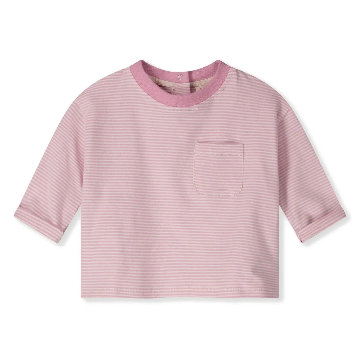 Gray Label - Çizgili cepli tişört Organik pamuk | Pembe