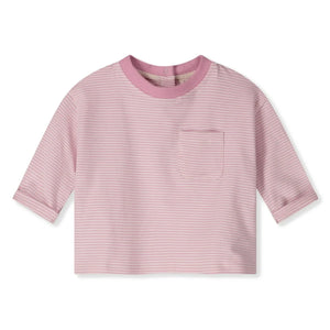 Gray Label - Çizgili cepli tişört Organik pamuk | Pembe