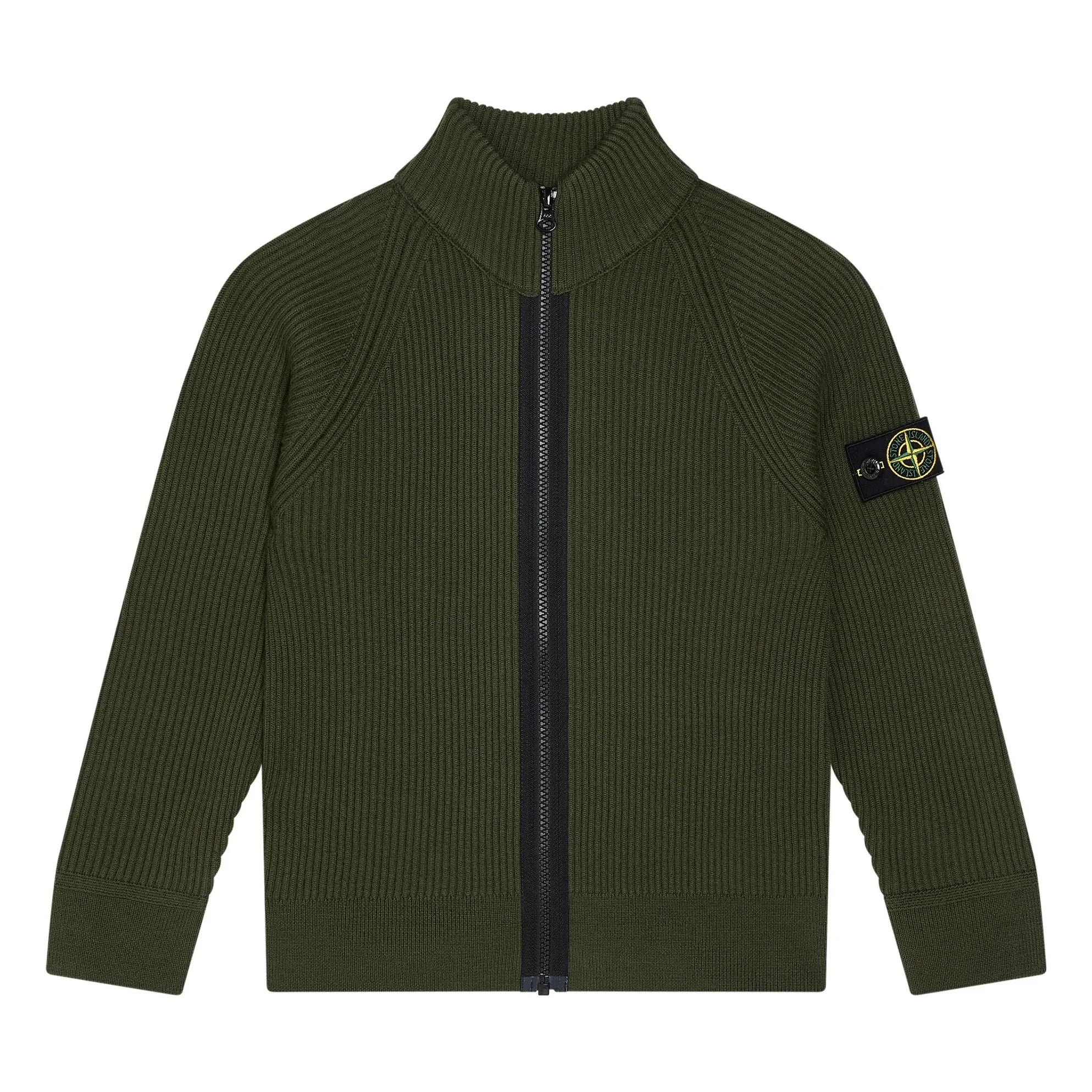 Stone Island - Yün Logolu Fermuarlı Yelek | Haki