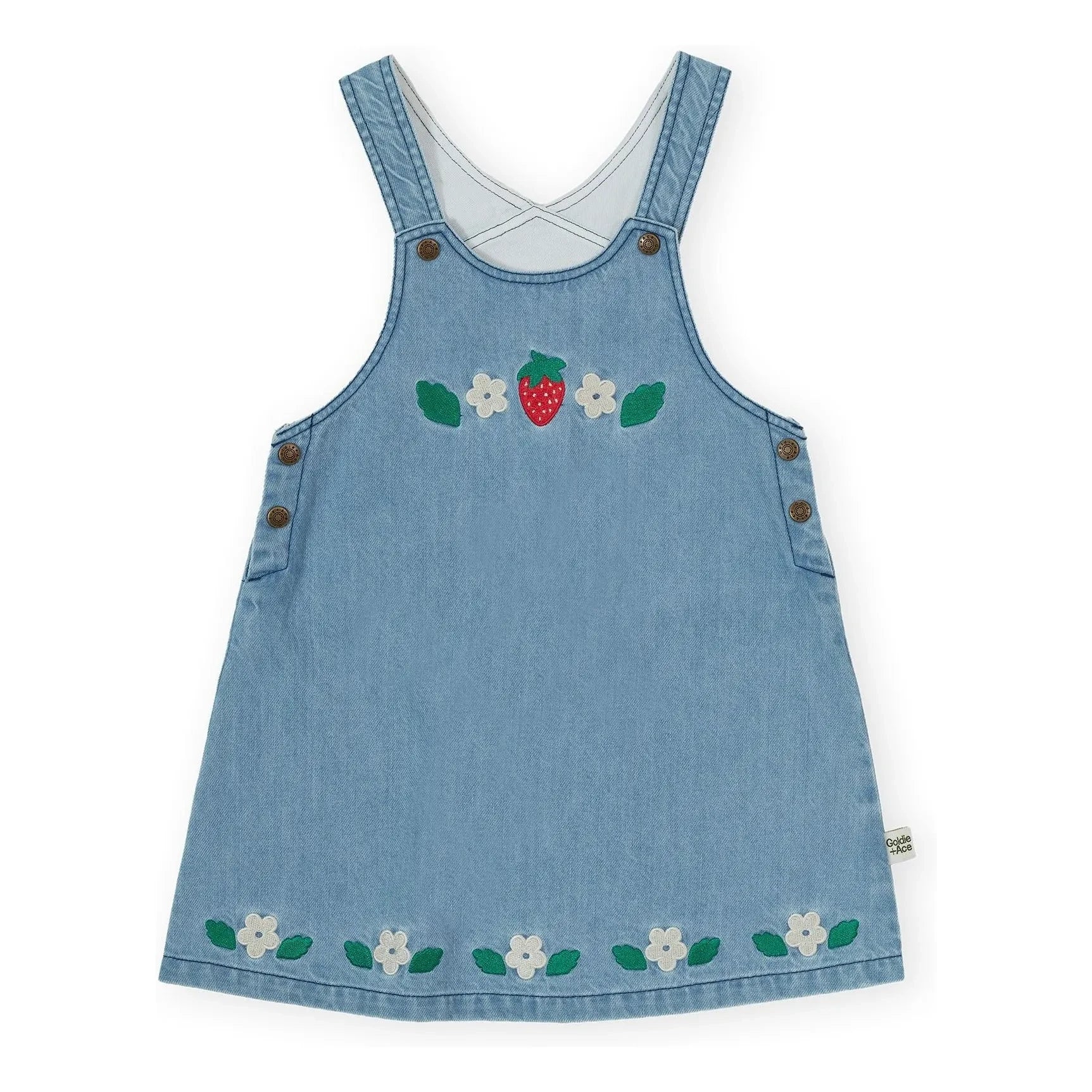 Goldie + Ace - Strawberry Denim Apron Dress | Blue