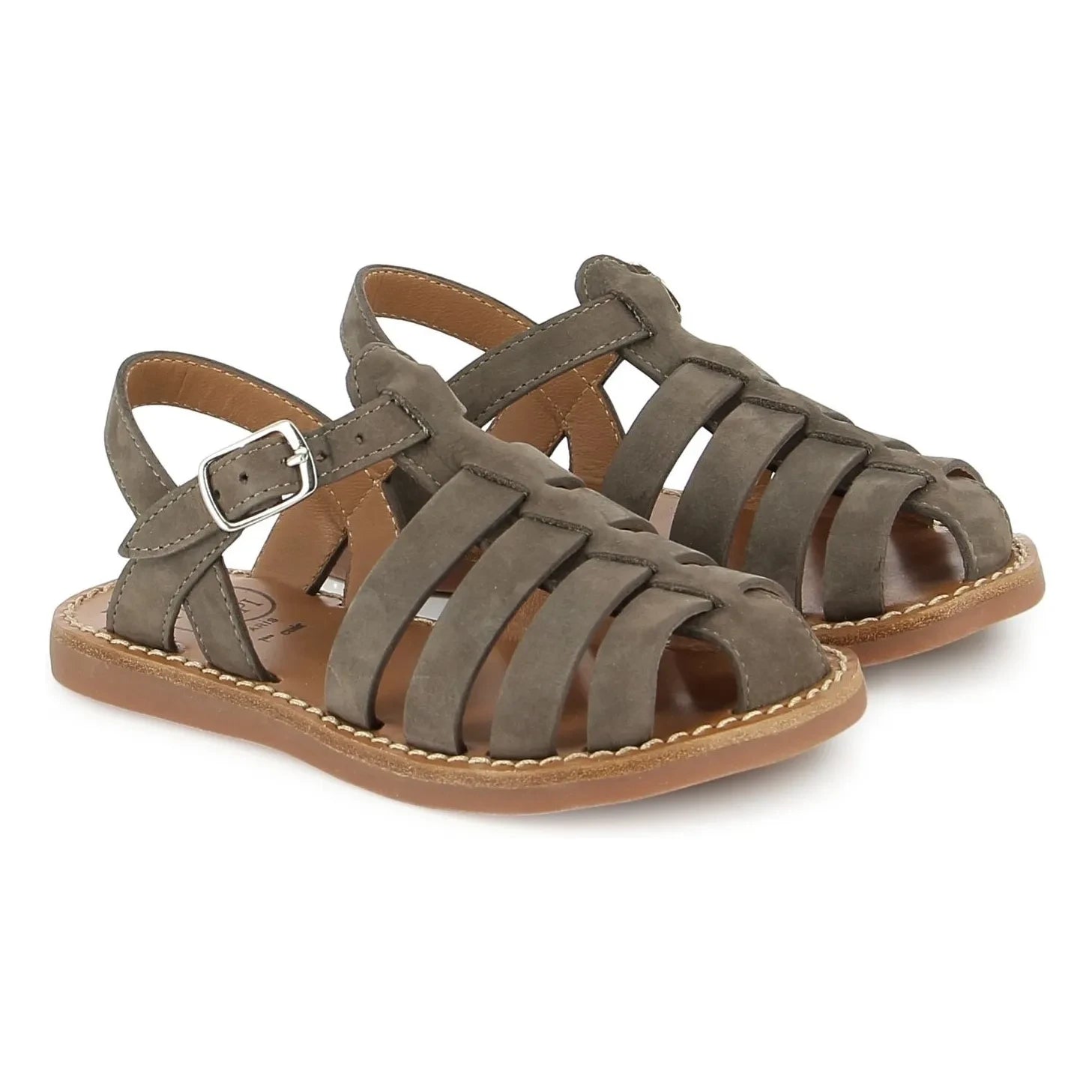 Pom d'Api - Beach-Stitch Dad Nubuck Sandals | Khaki