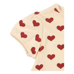 Konges Sløjd - Organic Cotton Basic Ruffled Hearts T-Shirt | Beige