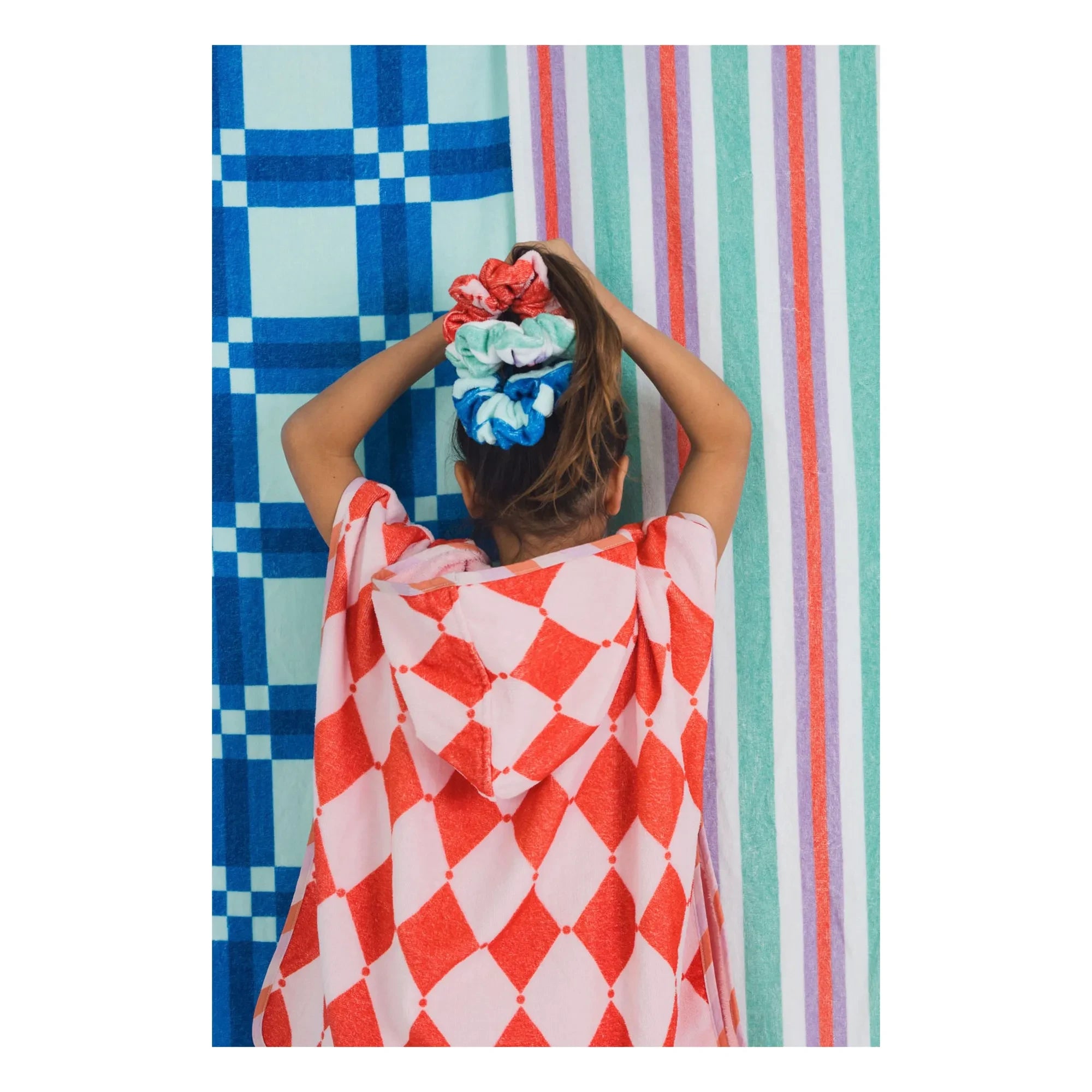 Jera Mini - Losanges Sponge Bath Cape | Pink