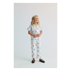 the new society - Floral Tulip Embroidered Tie-up Blouse | White
