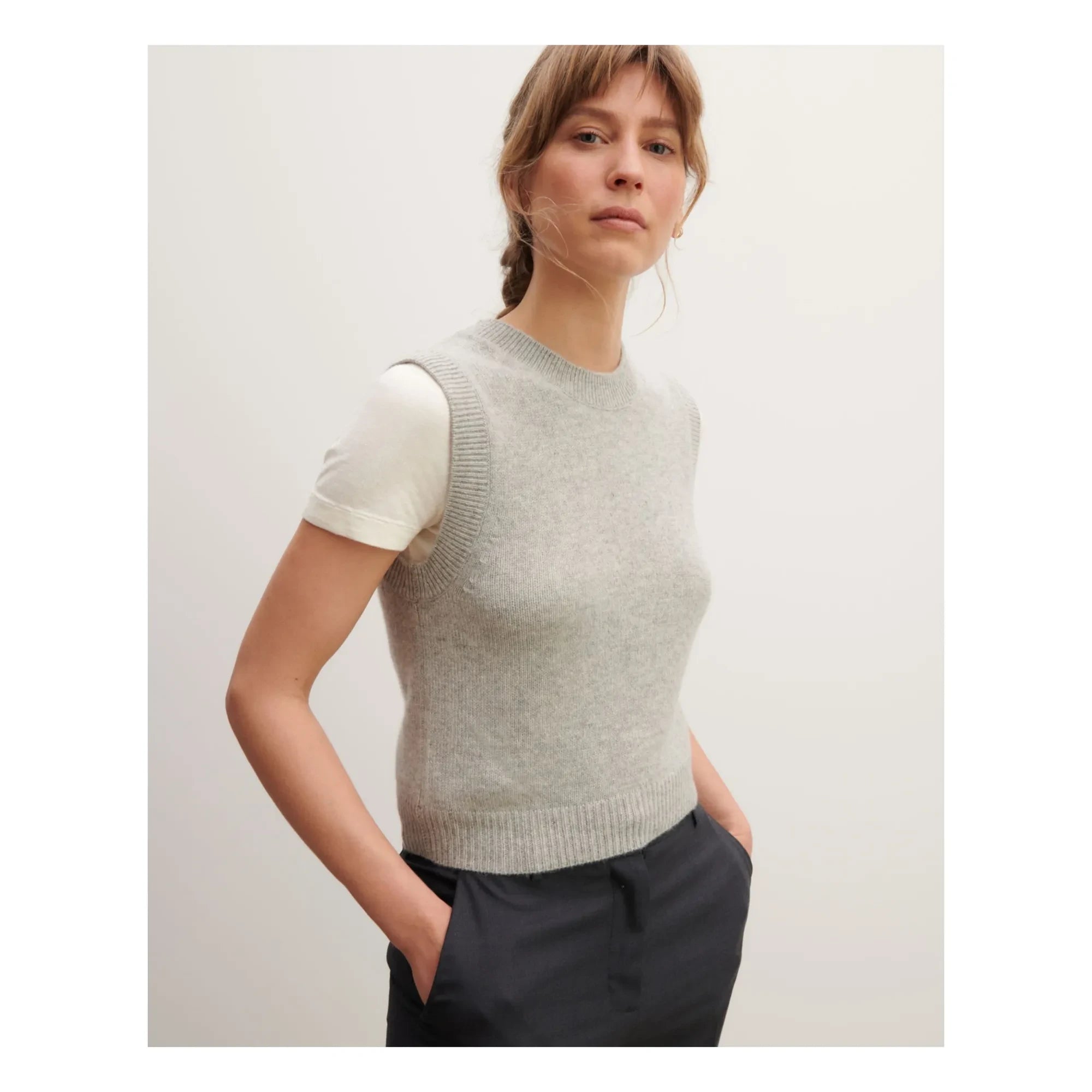 Bompard - Cashmere Sleeveless Turtleneck Sweater | Silver Gray
