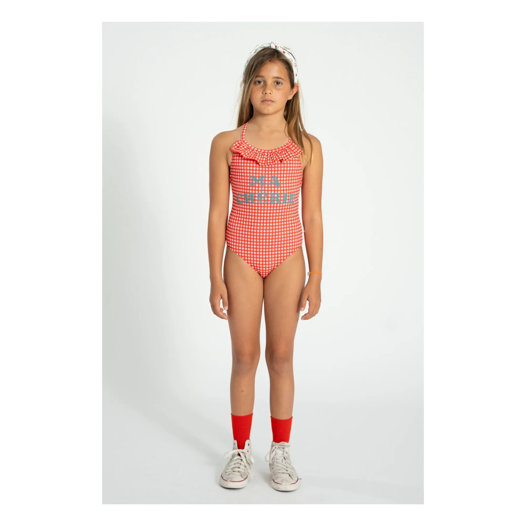 Piupiuchick - Ma Chérie Recycled Fiber Checked Swimsuit | Red