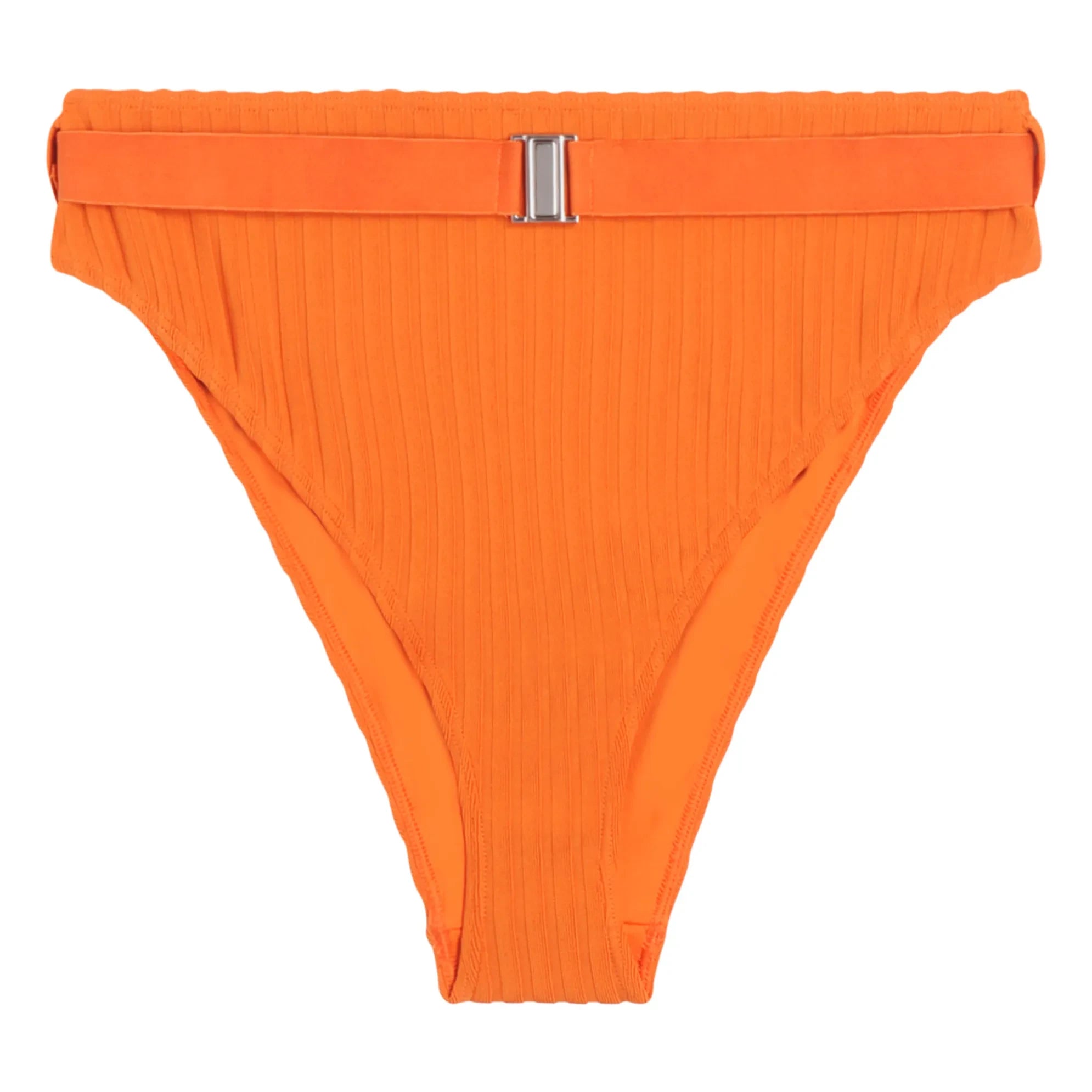 Icone - Sergio High-Waisted Ribbed Jersey Pants | Orange