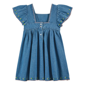 Emile et Ida - Embroidered Denim Dress | Blue