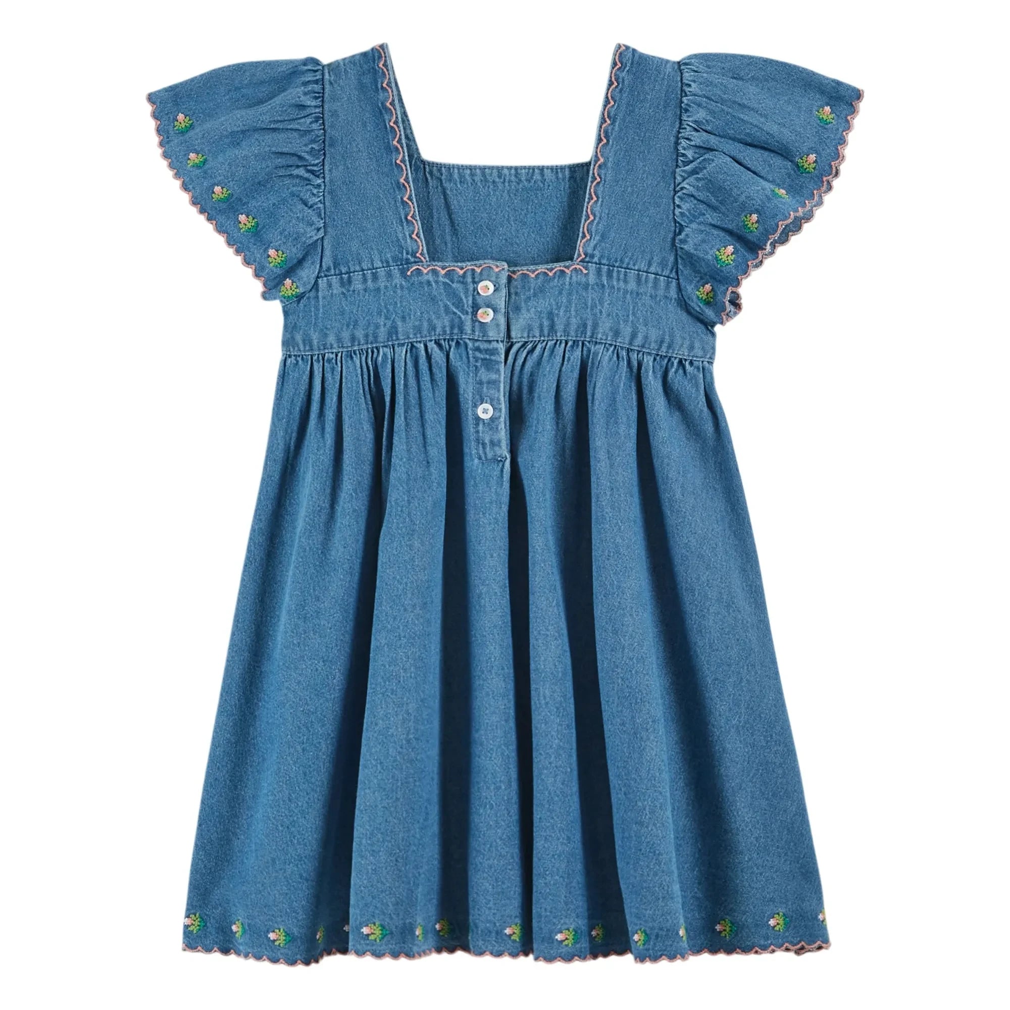 Emile et Ida - Embroidered Denim Dress | Blue