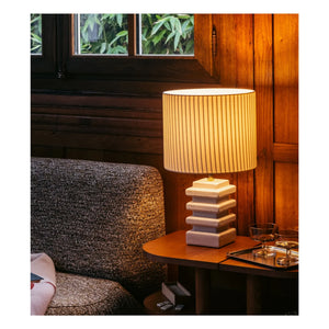 The Socialite Family - Marta Table Lamp with Cracked Ceramic and Pleated Cotton | Cream