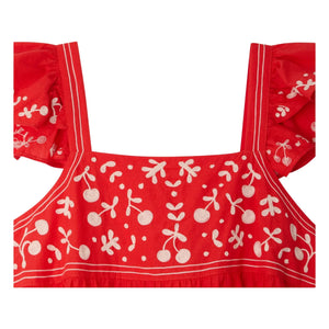 Bonpoint - Cora organik pamuklu elbise | Rouge coquelicot