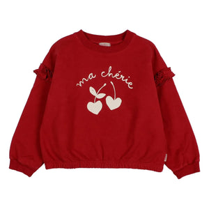 Búho - Ma Chérie organik pamuk sweatshirt | Kiraz kırmızısı