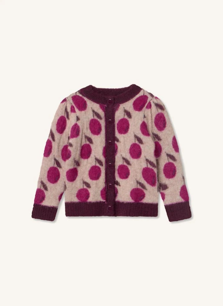 Fliink - Star Cherries Alpaca Wool Cardigan | Pink