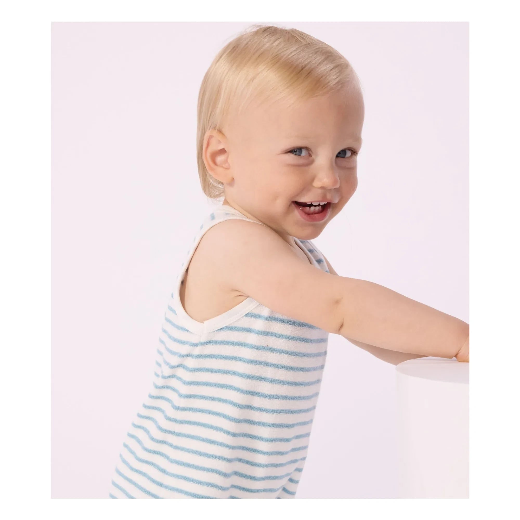 Petit Bateau - Striped Towel Romper | Blue