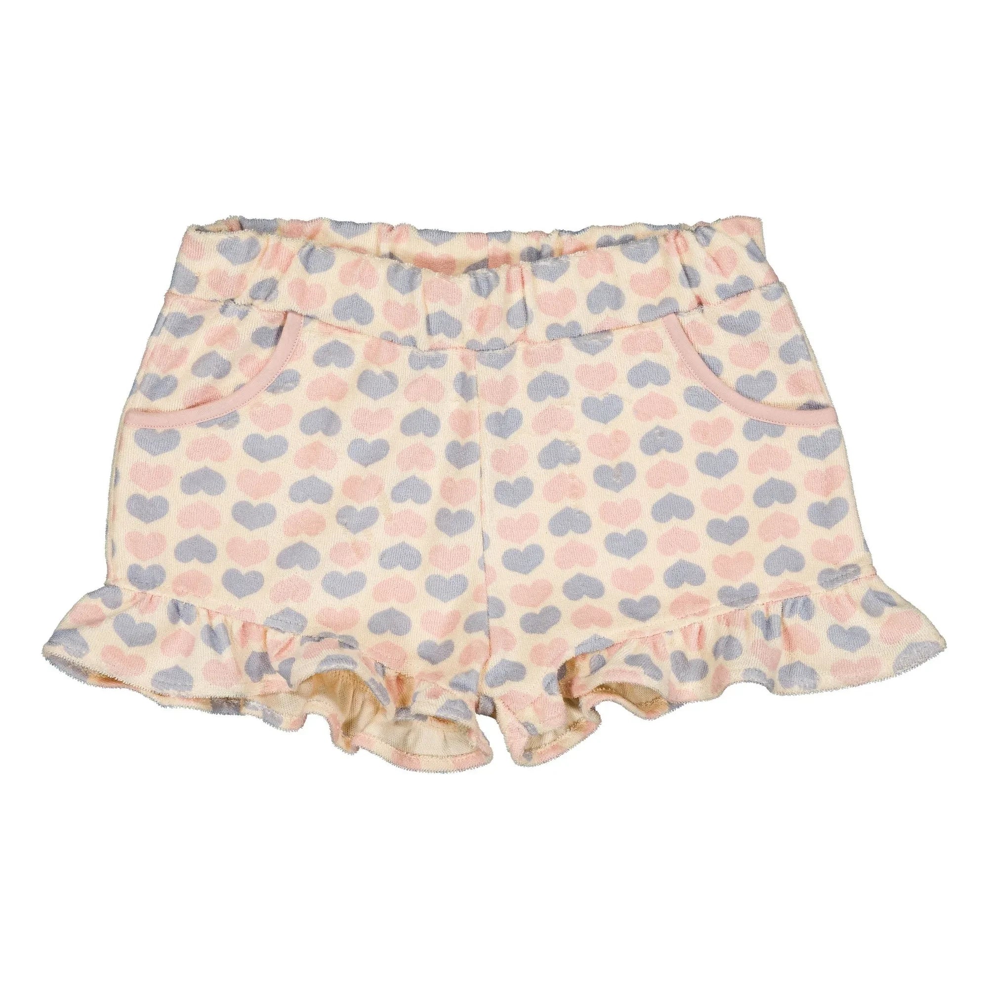 Louis Louise - Astrée Ruffled Shorts Terry Fabric Hearts | Dusty Pink