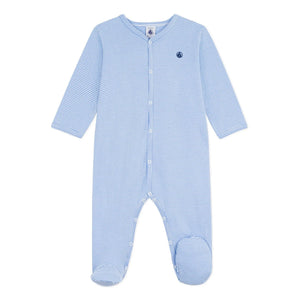 Petit Bateau - Organik Pamuklu Çizgili Pijama | Mavi