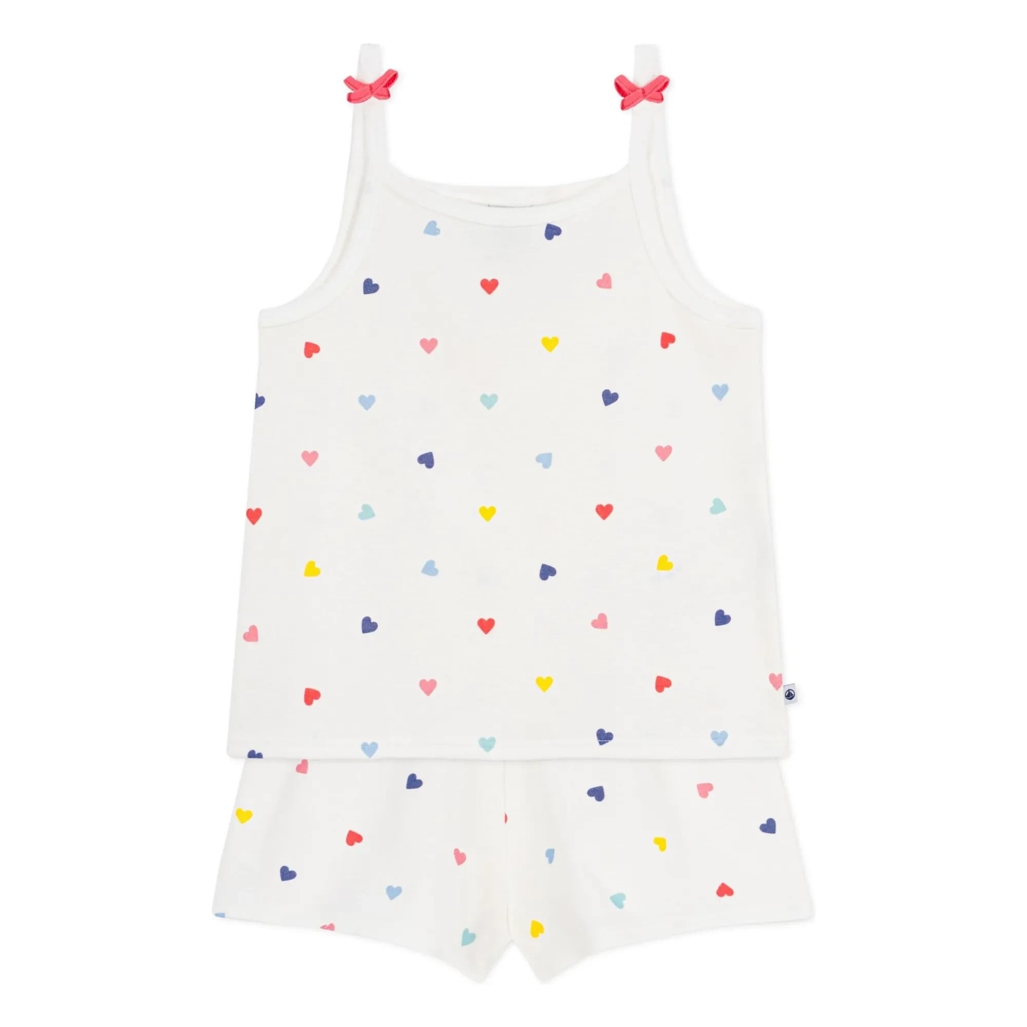 Petit Bateau - Heart Print Short Pajama Tank Top | White