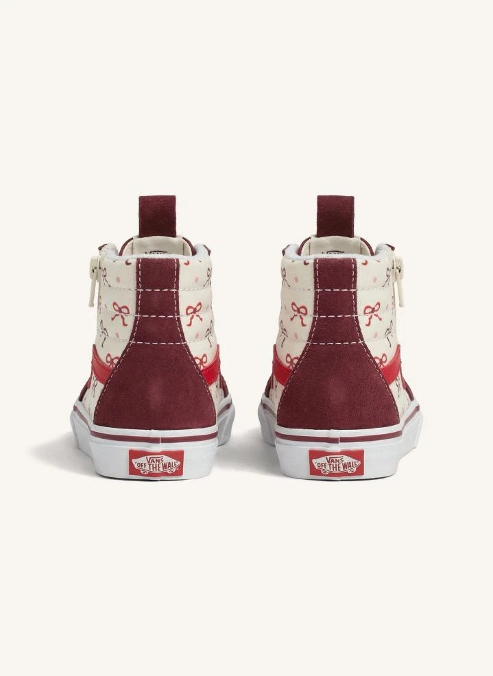 Vans - Burgundy SK8-Hi Reissue Zippered Ankle Sneakers Side Knots