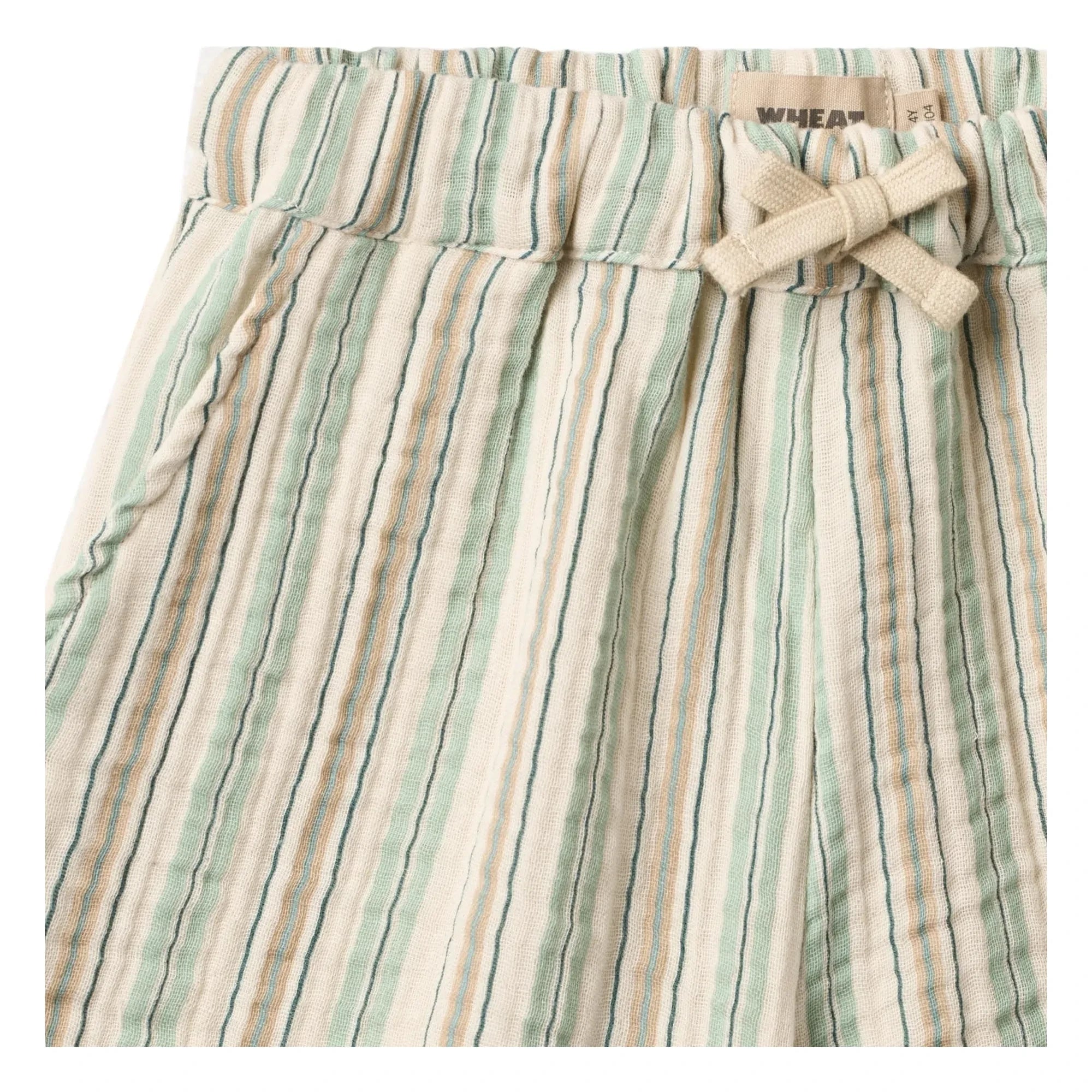 Wheat - Cuba Striped Organic Cotton Shorts | Light Green