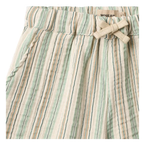 Wheat - Cuba Striped Organic Cotton Shorts | Light Green