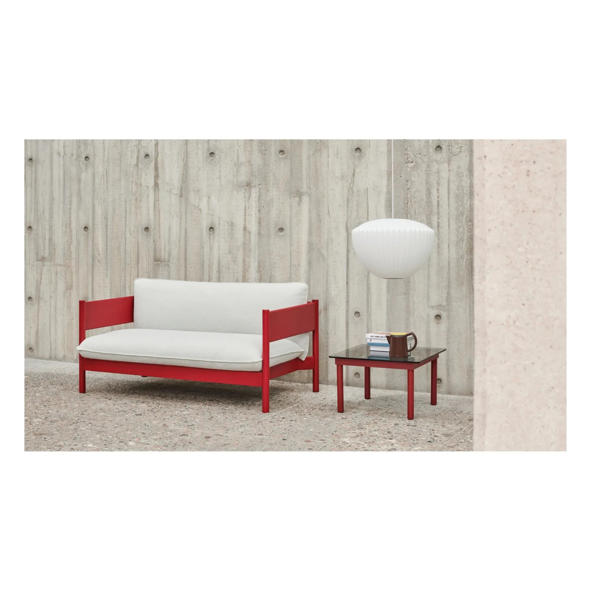 Hay - Kofi Glass Side Table, Oak Base | Red
