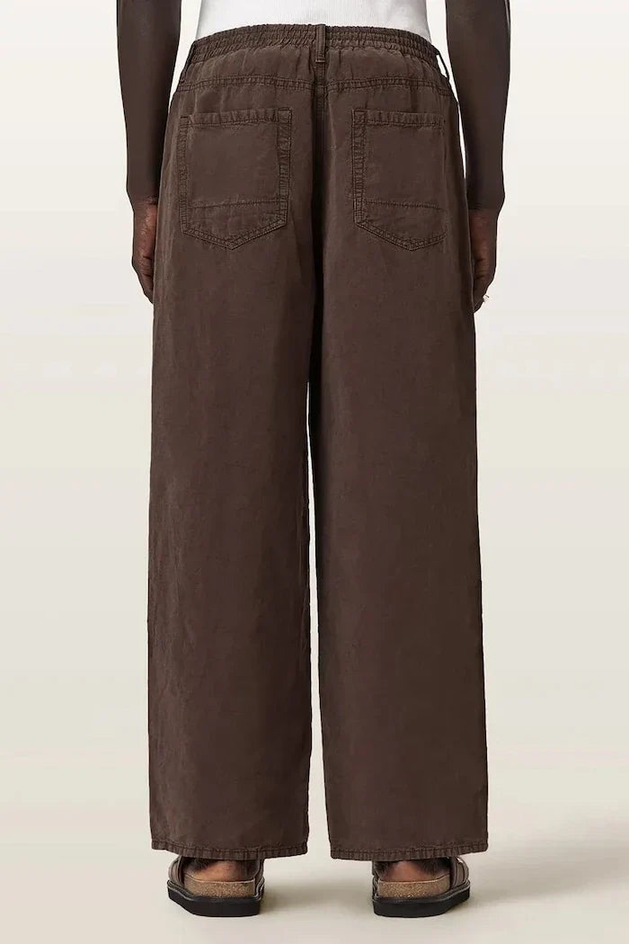 AllSaints erkek keten karışımlı pantolon KORTEN
