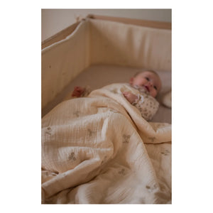 Gentil Coquelicot - Embroidered Clover Cotton Muslin Blanket
