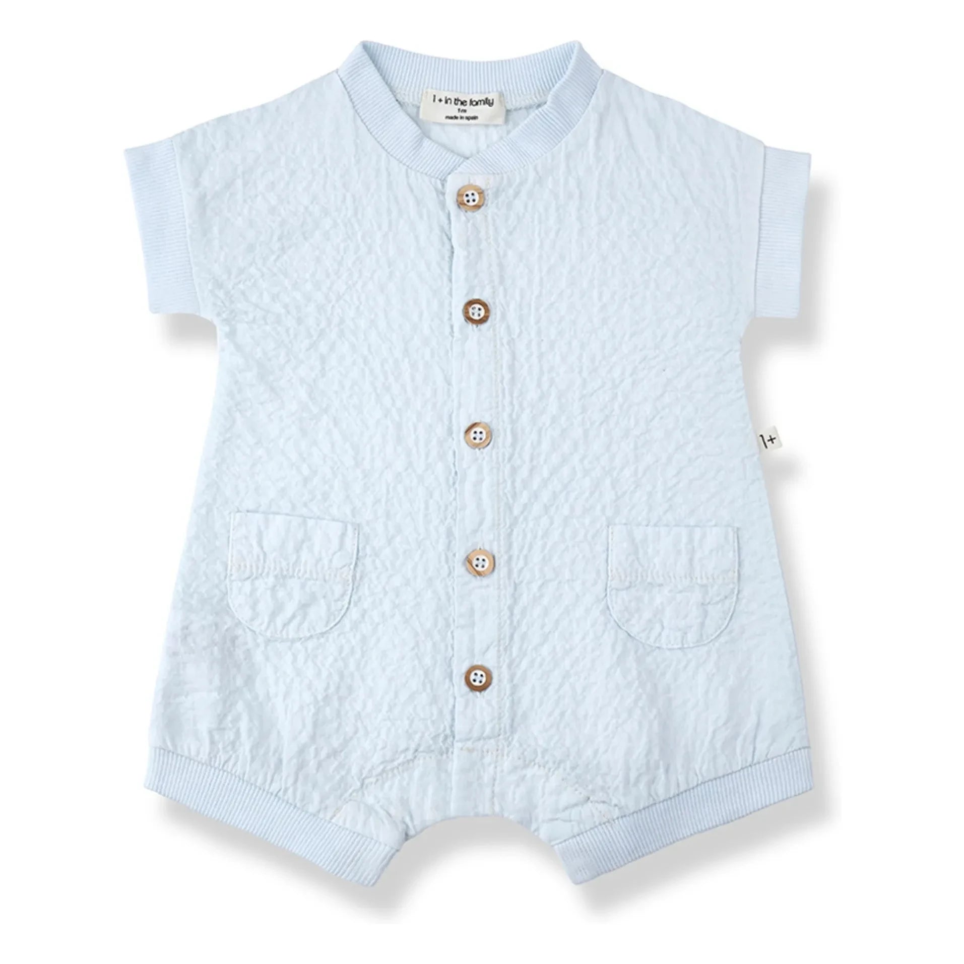 1+ in the family - Filipos Seersucker Romper | Light Blue