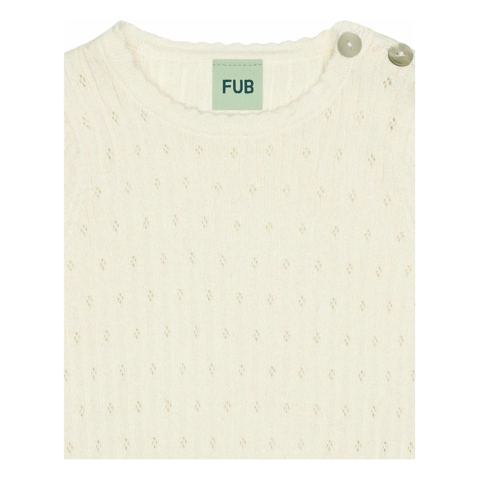 FUB - Pointelle Thin Knit Organic Cotton Bodysuit | Ecru
