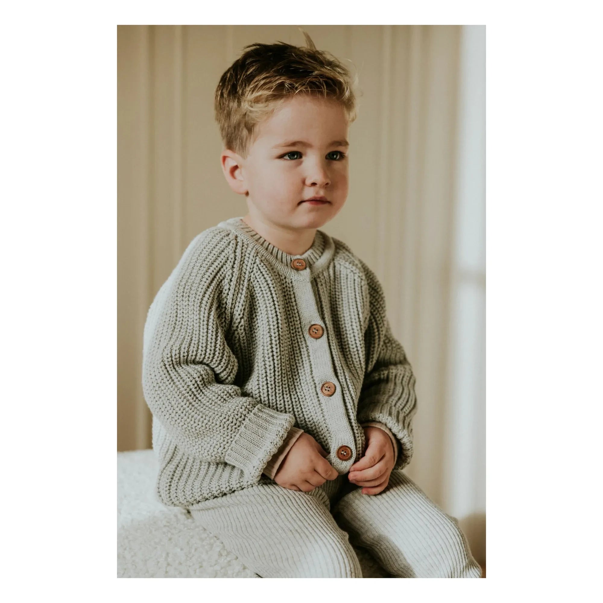 Yuki - Organic Cotton Raglan Cardigan | Gray