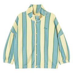 Tinycottons - Organic Cotton Striped Pullover with Buttoned Stand Collar | Light Yellow