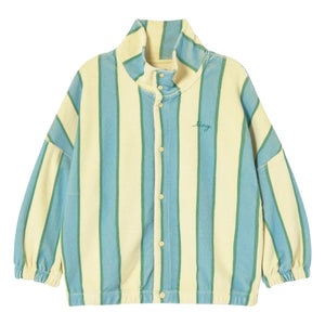 Tinycottons - Organic Cotton Striped Pullover with Buttoned Stand Collar | Light Yellow