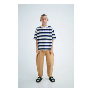 Repose AMS - Boxy Striped Organic Cotton T-Shirt | Cream
