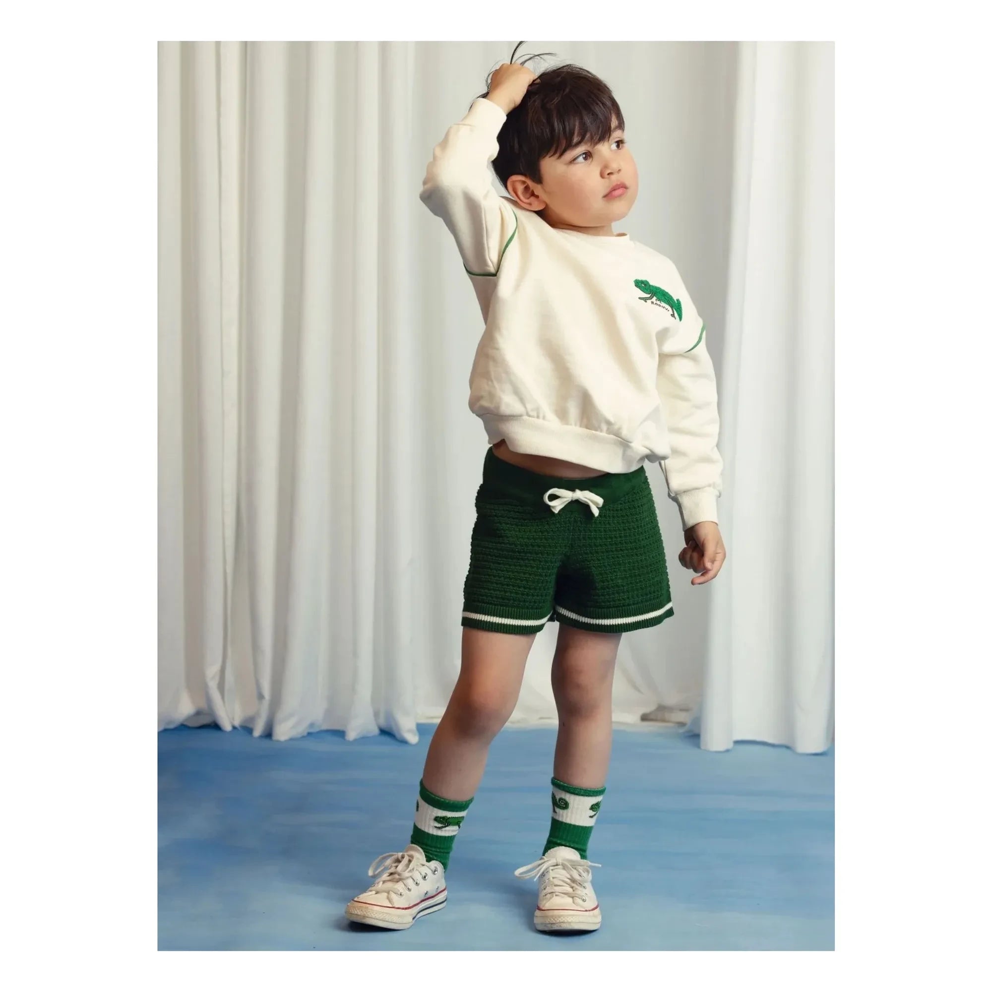 Mini Rodini - Organik pamuklu kertenkele sweatshirt | Ecru